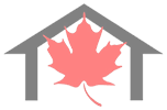 DeBoer Home Inspection Logo. A red maple leaf inside a house outline.